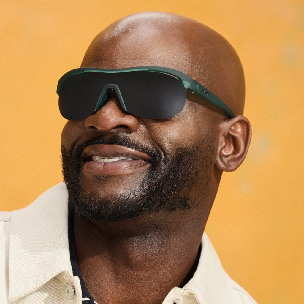 Goodr Sonic G Moonlit Meadow Secrets sunglasses worn outdoors