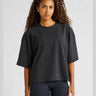 ALLFENIX Oversized Cropped Tee – Black – front view