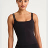 ALLFENIX CloudCore Double Layer Tank in Black, front neckline and straps