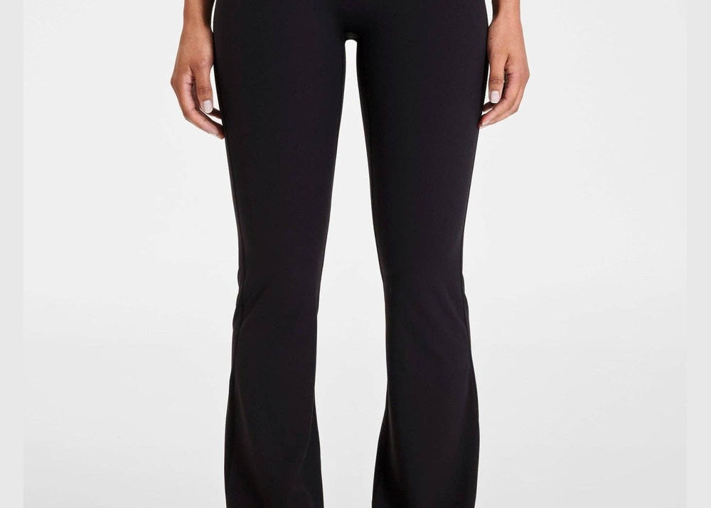 ALLFENIX CloudCore Flared Legging in Onyx black, front view showing flared legs