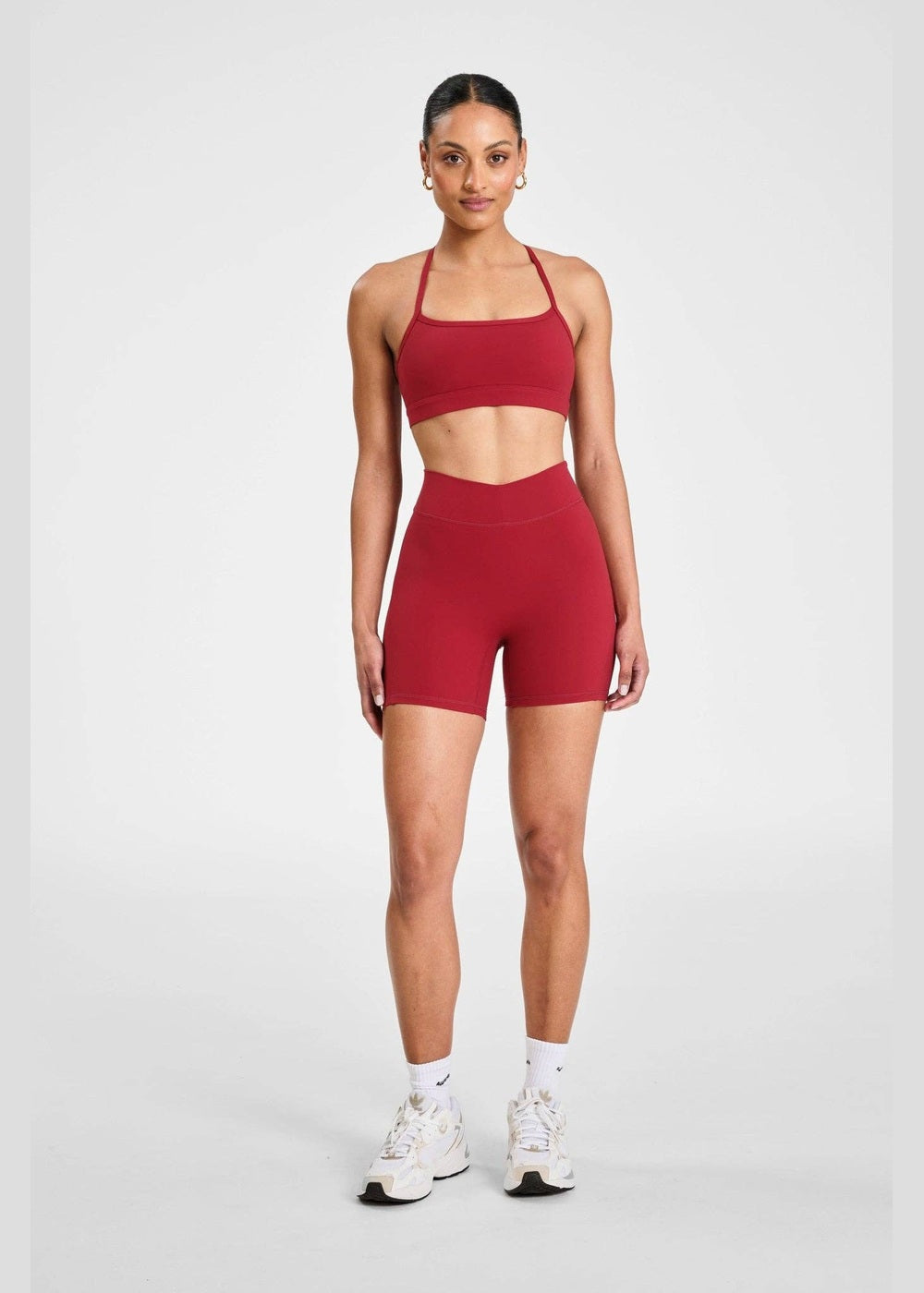 ALLFENIX CloudCore Sculpting 5" Bike Short in Cherry, full outfit from front