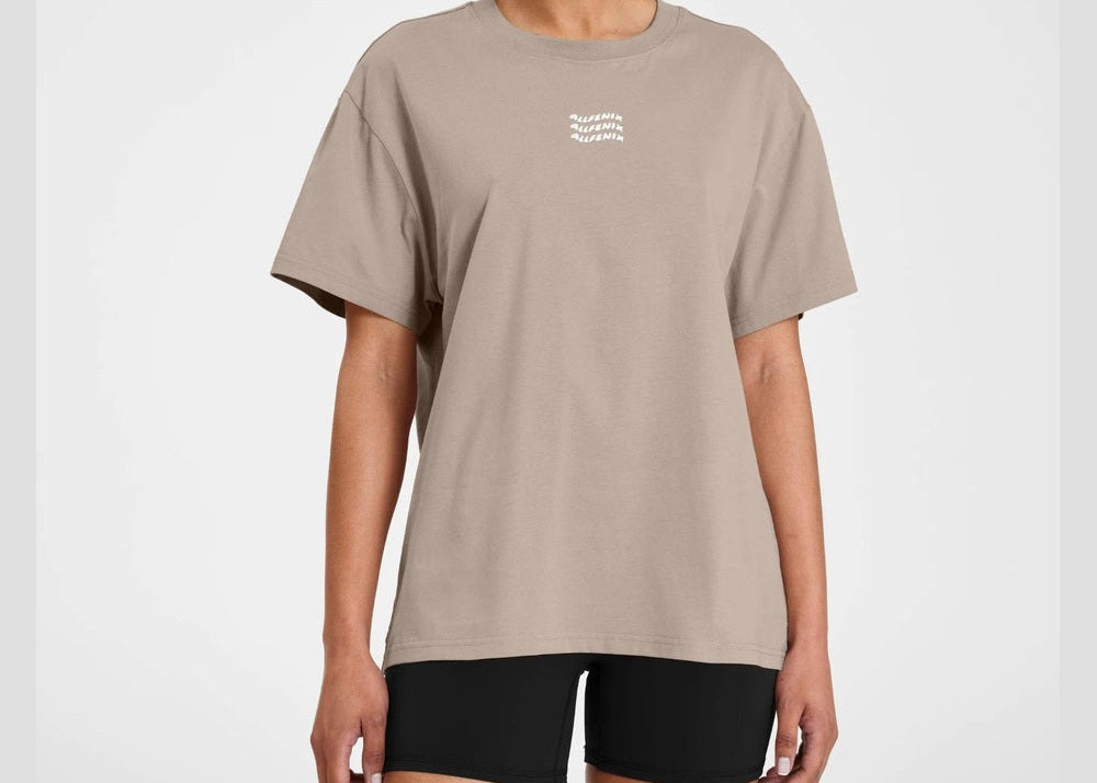 ALLFENIX Waves Logo Tee in Taupe, front view