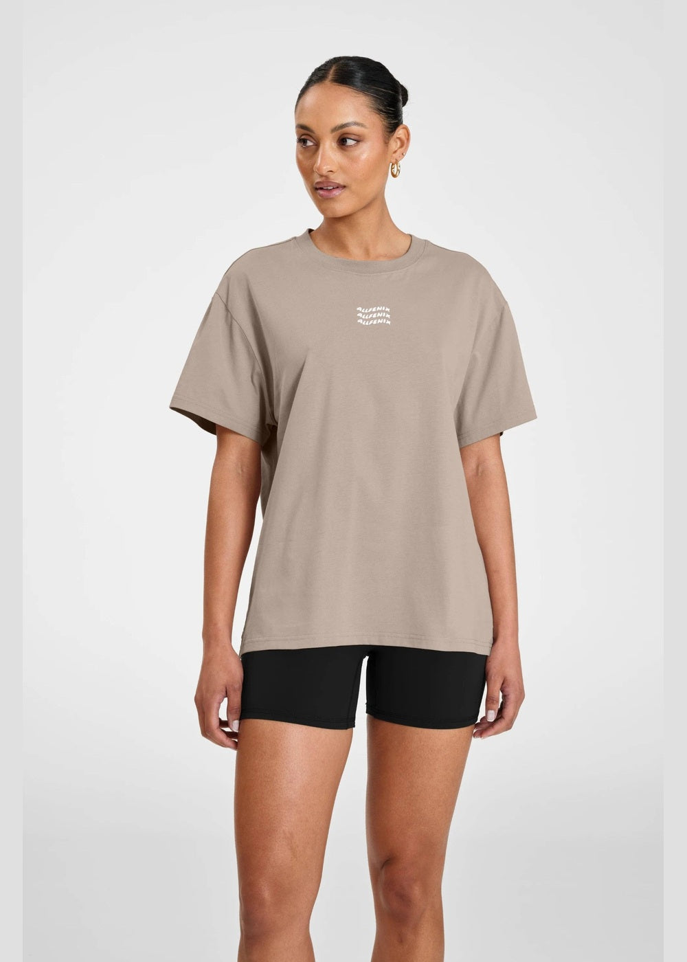 ALLFENIX Waves Logo Tee in Taupe, front view