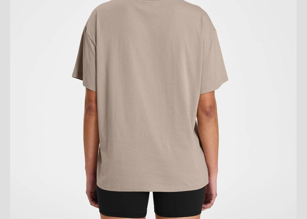 ALLFENIX Waves Logo Tee in Taupe, back view