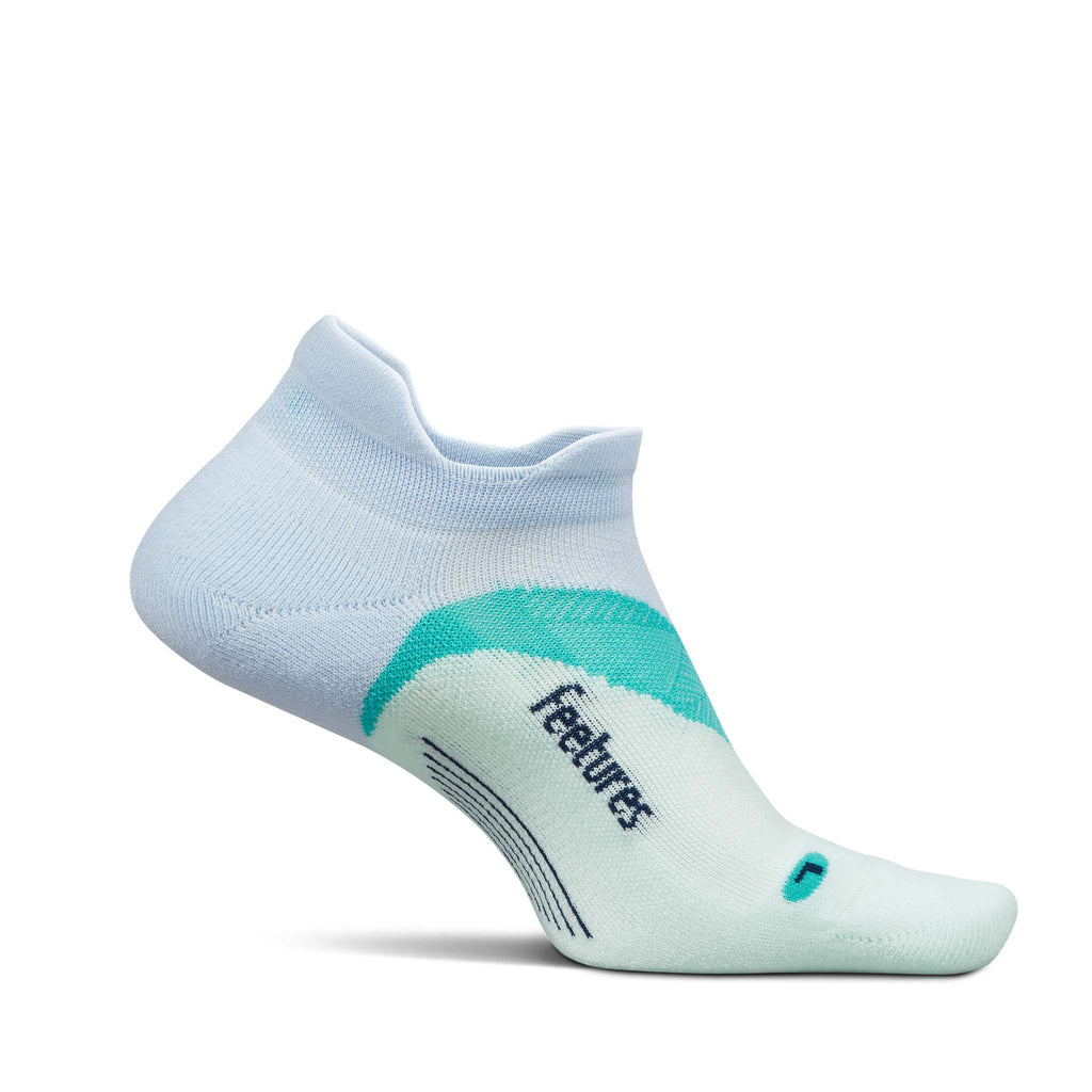 Feetures Elite Light Cushion No Show Tab running socks in Glacier Mist – inside view