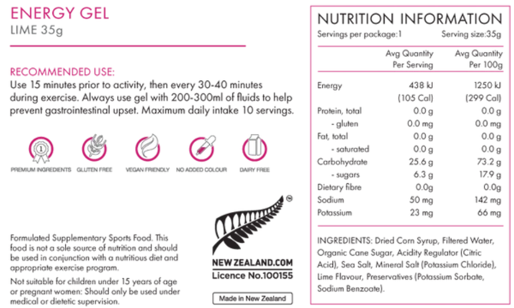 PeakFuel 35g energy gel – Lime – product view 2