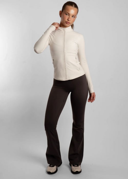 Active Basics NotYourBasic Contour Zip Jacket in Off-White, full outfit on model
