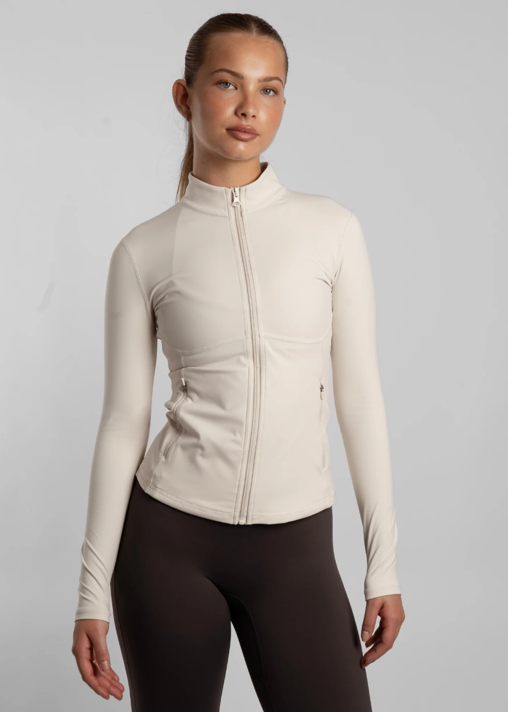 Active Basics Contour Zip Jacket Off White Womens Active Jacket – True ...