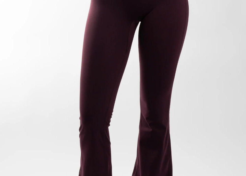 Active Basics NotYourBasic Invisible Scrunch Flares in Plum, front view