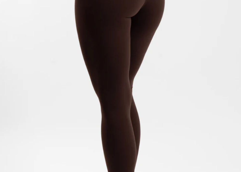 Active Basics Performa High Waisted Leggings in Chocolate, rear three-quarter view