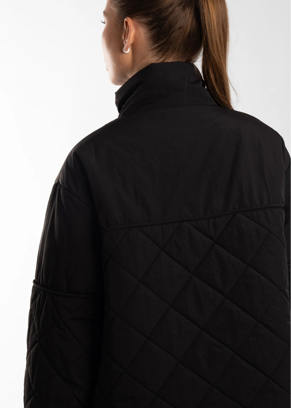 Active Basics Quilted Puffer Jacket in Onyx, quilted back and collar detail