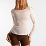 Active Basics Sheer Long Sleeve top in Arctic, front view on model