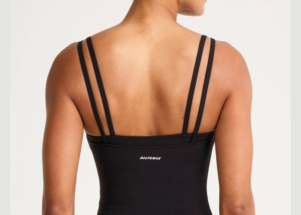 ALLFENIX CloudCore Double Layer Tank in Black, back view showing dual straps