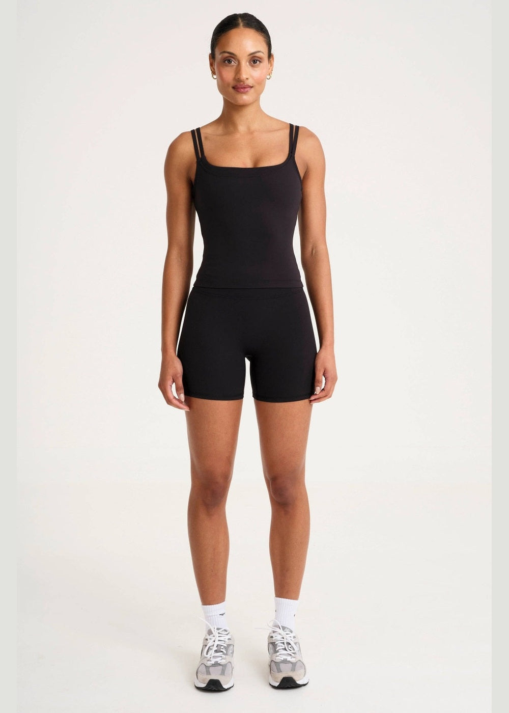ALLFENIX CloudCore Double Layer Tank in Black, full outfit from front