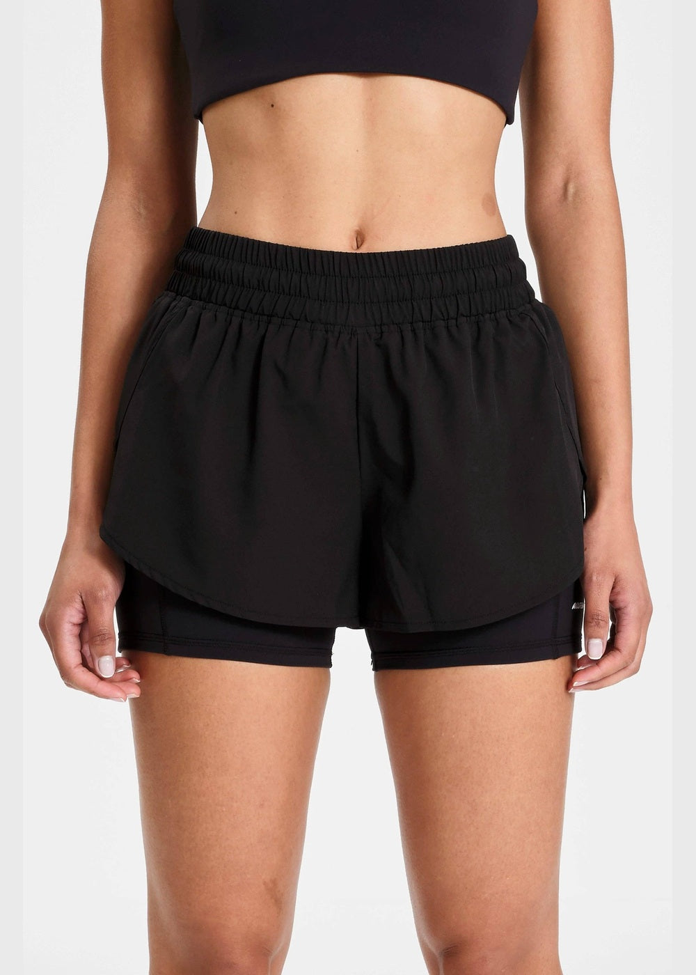 ALLFENIX EcoSculpt Running Short in Black, front view