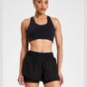 ALLFENIX EcoSculpt Running Short in Black, front outfit detail