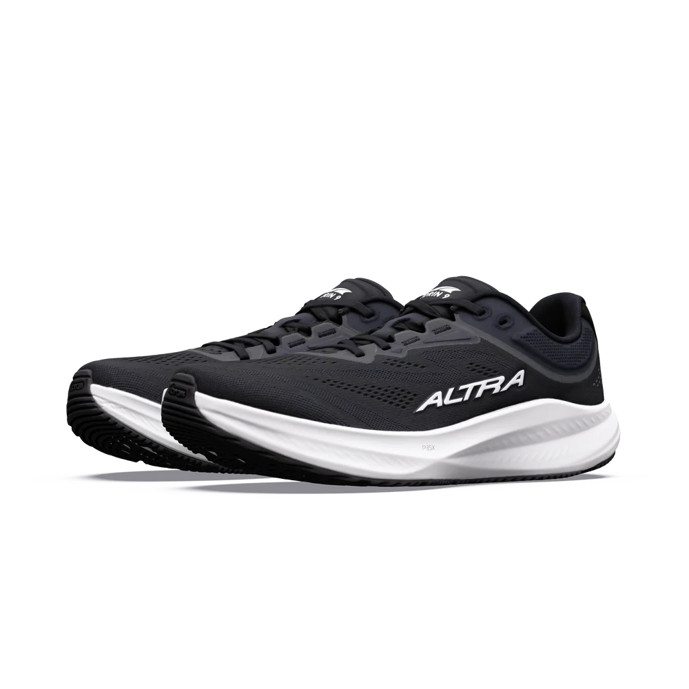 Altra Torin 9 Women's Wide Black White zero drop running shoes outer side of pair of shoes