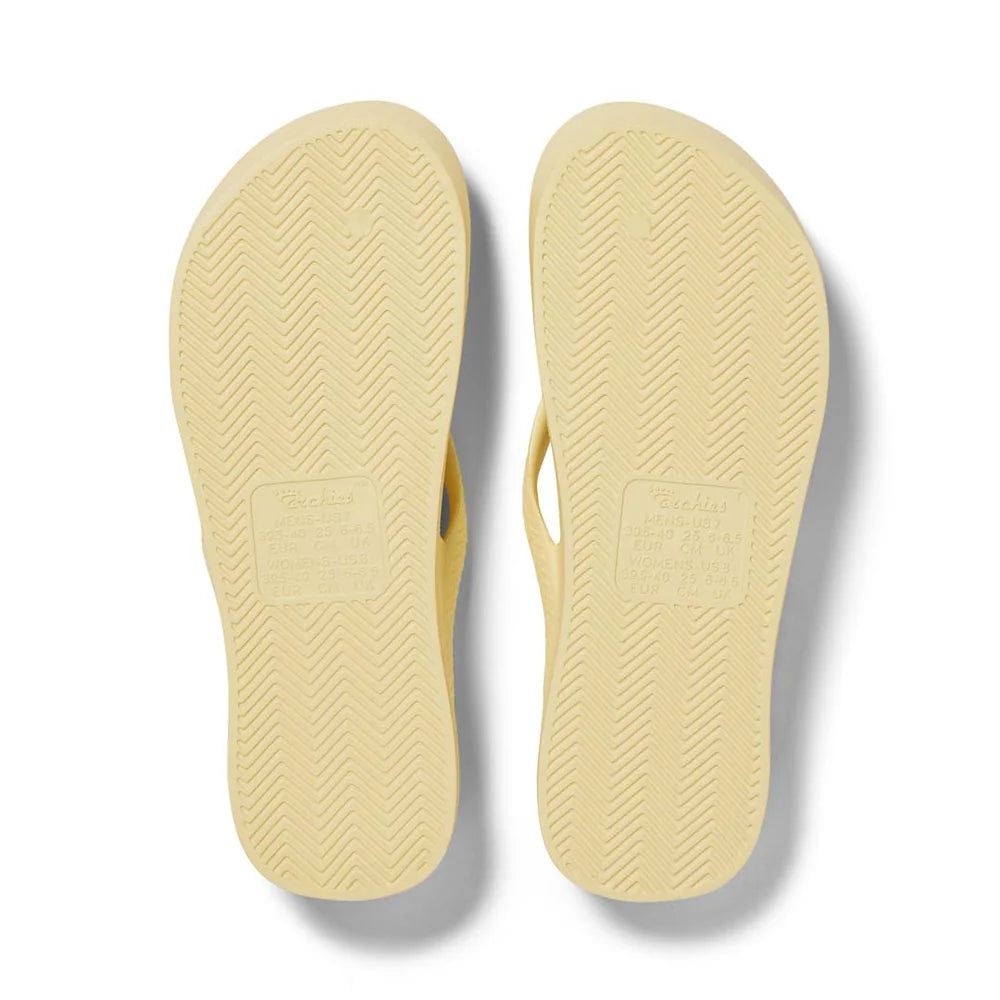 Archies Original Arch Support Thongs – Lemon – bottom view