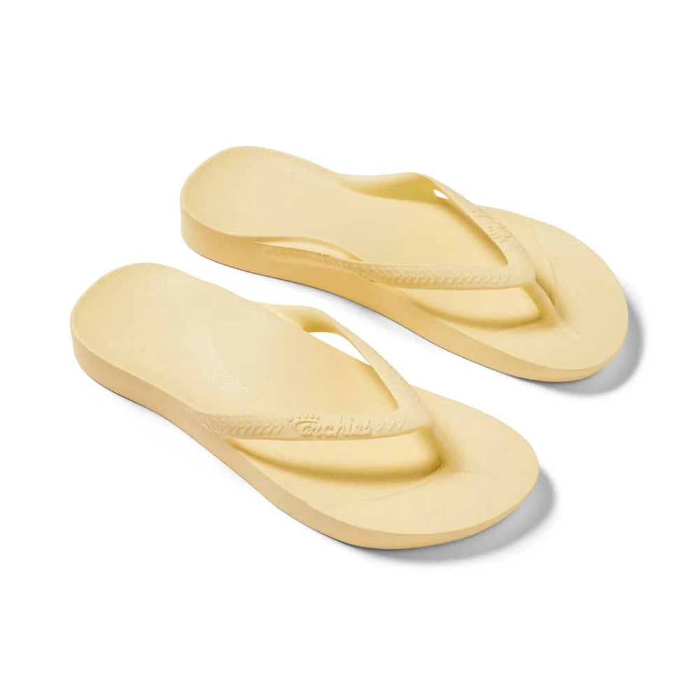 Archies Original Arch Support Thongs – Lemon – top side view