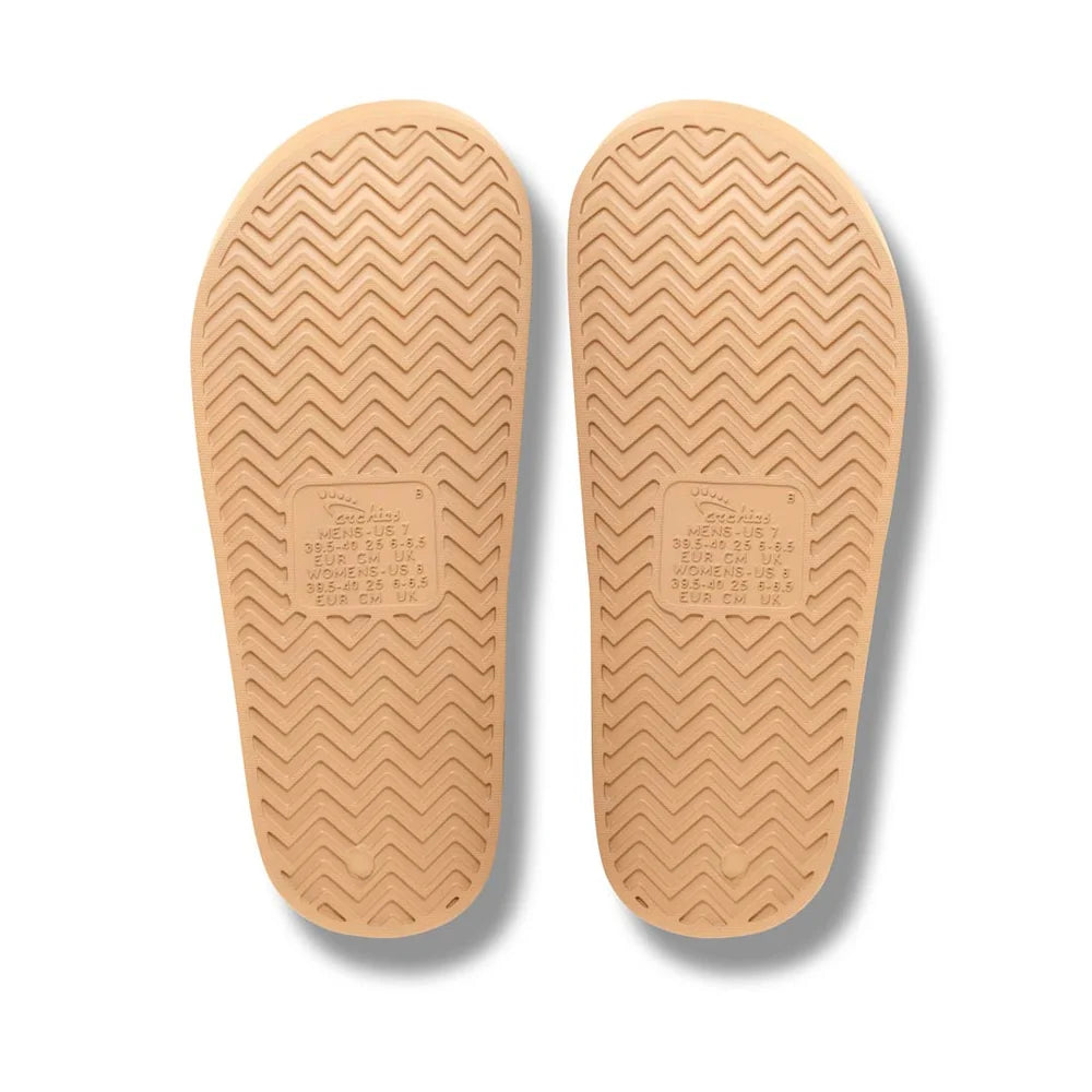 Archies Original Arch Support Slides in Tan, bottom view