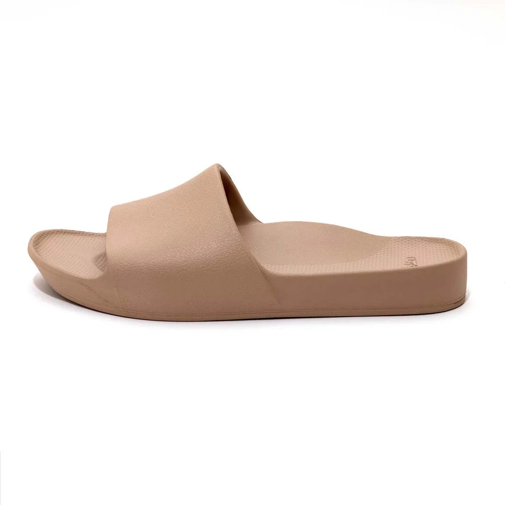 Archies Original Arch Support Slides in Tan, outside view