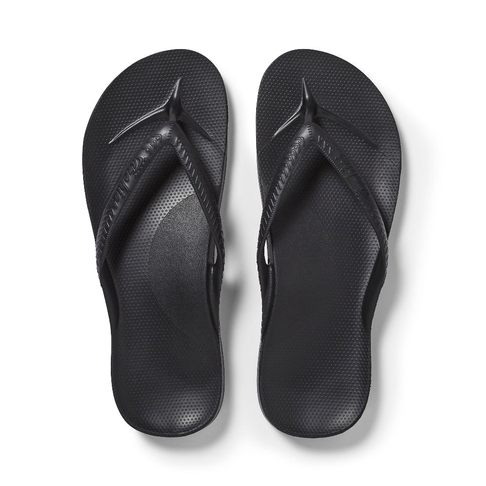 Archies Original Arch Support Thongs – Black – product view 1