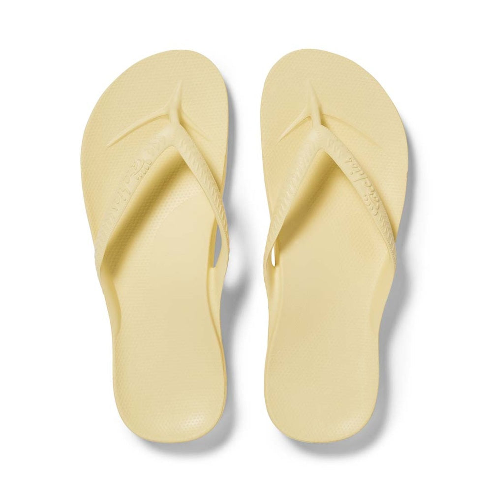 Archies Original Arch Support Thongs – Lemon – top view