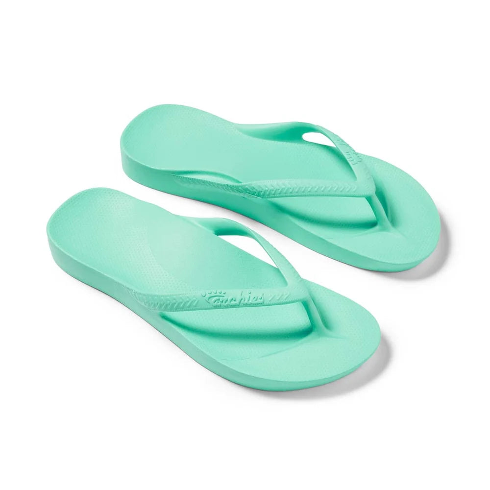 Archies Original Arch Support Thongs – Mint – side top view