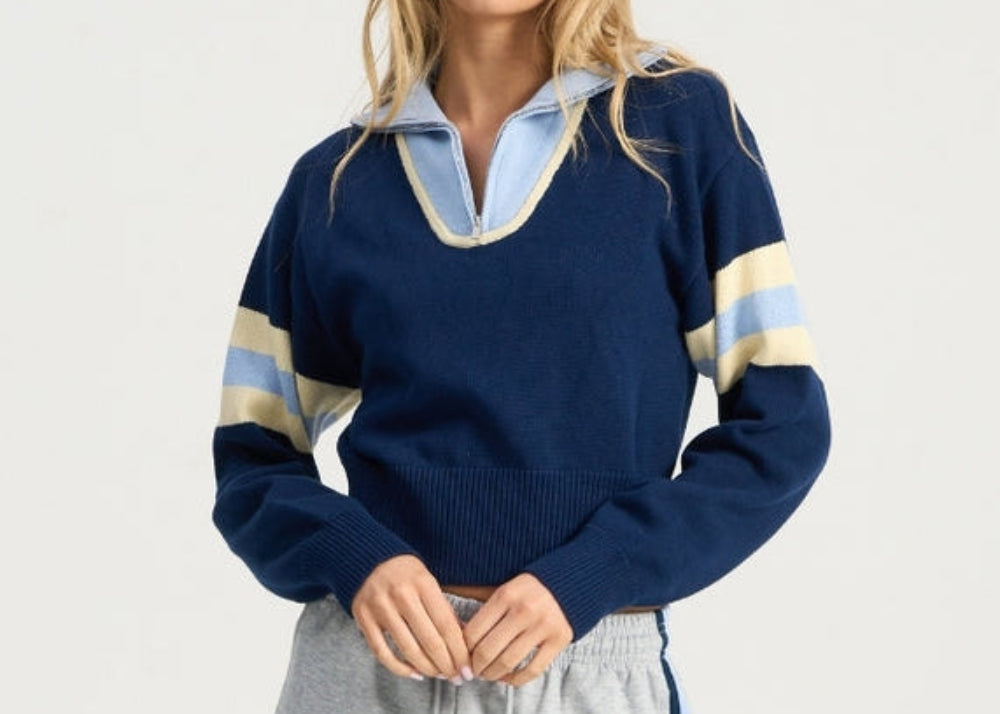 Bondi Active Victory Zip Knit – Navy – product view 1