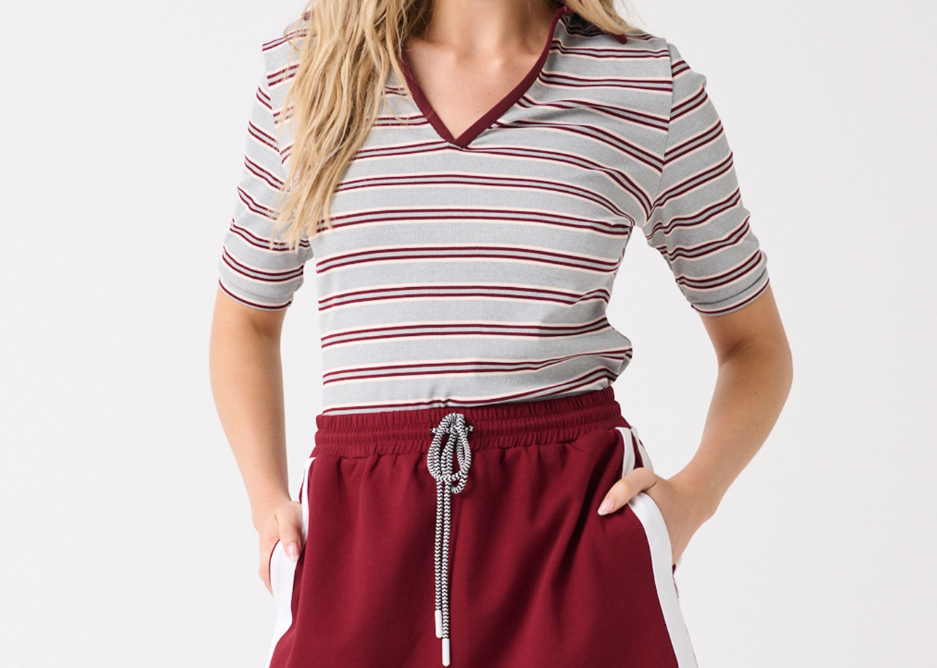 Cartel & Willow Esme Skirt in Raspberry with contrast white side tape