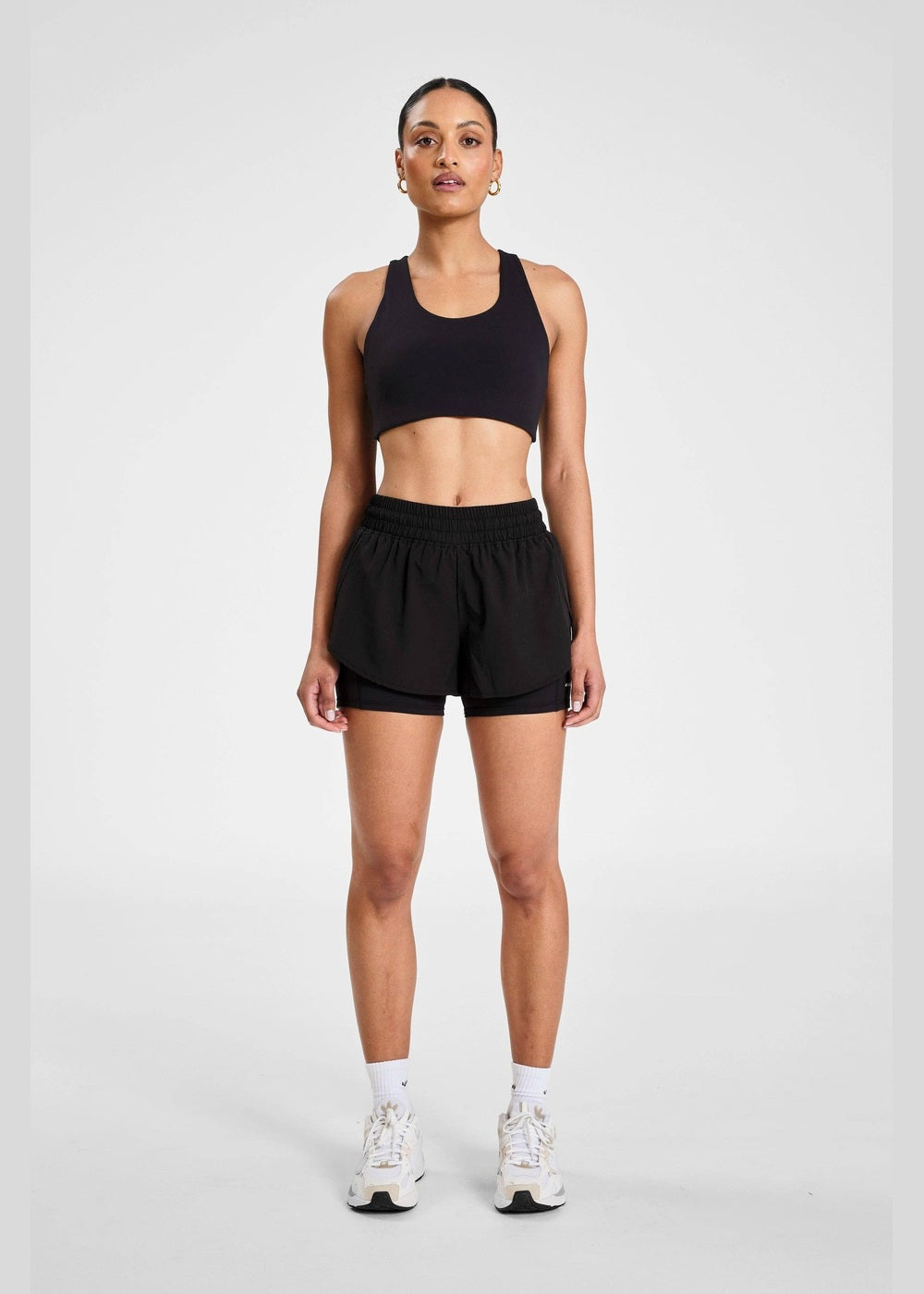 ALLFENIX EcoSculpt Running Short in Black, full outfit from front