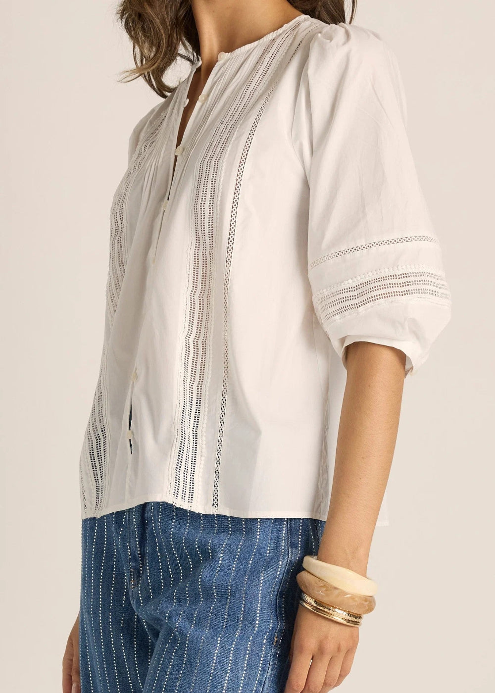 Fate + Becker Freya Lace Trim Blouse - White – product image 5
