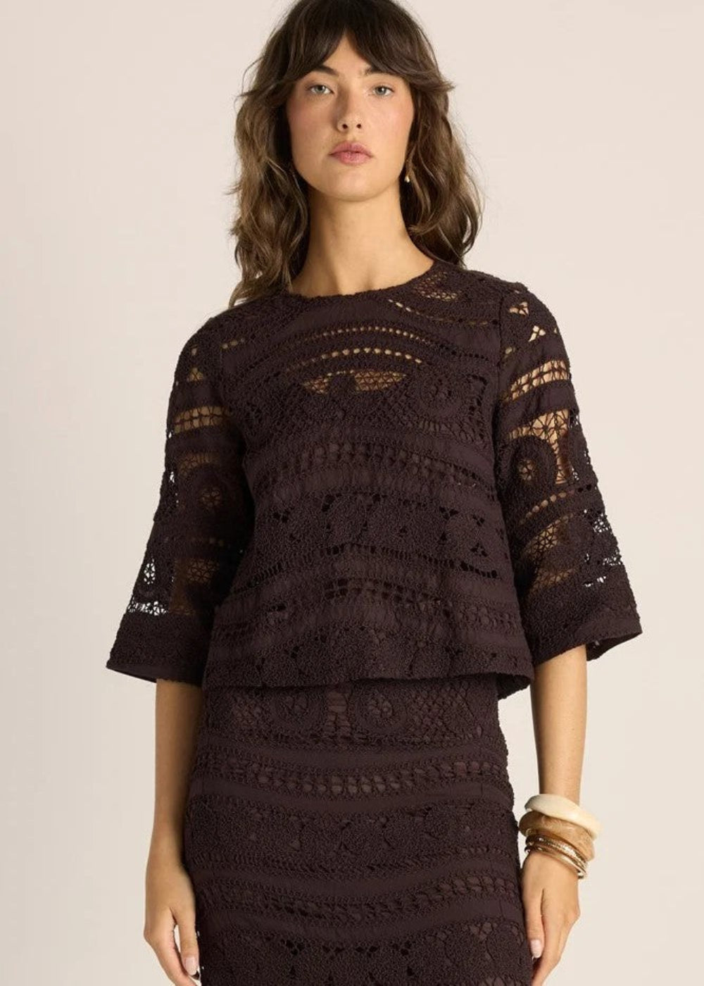 Fate + Becker Gaia Lace Top - Chocolate – product image 1