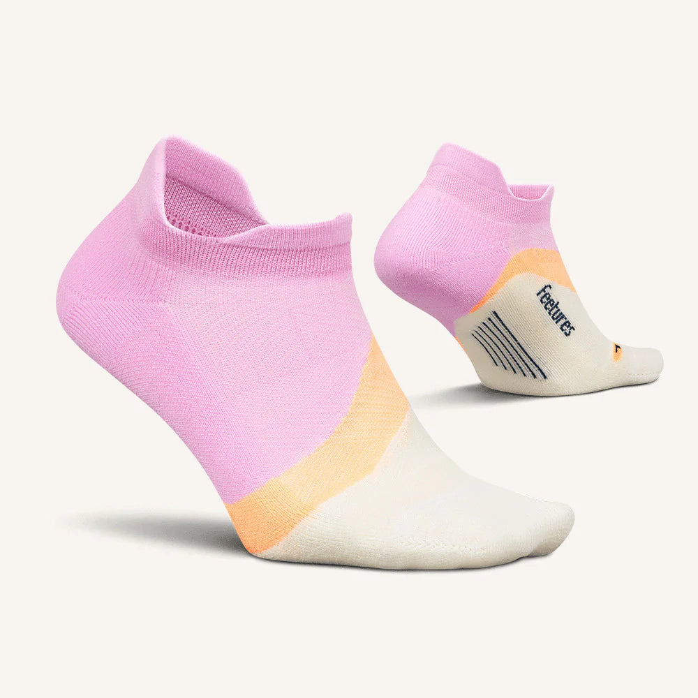 Feetures Elite Light Cushion No Show Tab Socks – Pink Citrus – pair view