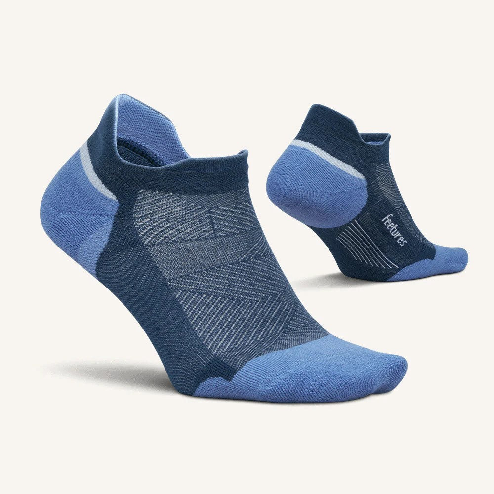 Feetures Elite Max Cushion No Show Tab Socks – Blue Wave – pair view