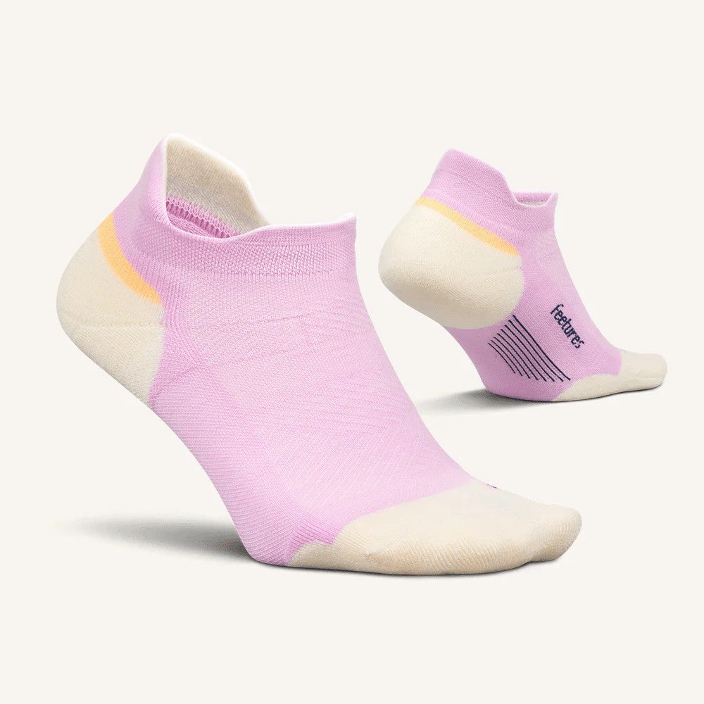 Feetures Elite Max Cushion No Show Tab Socks – Pink Citrus – pair view