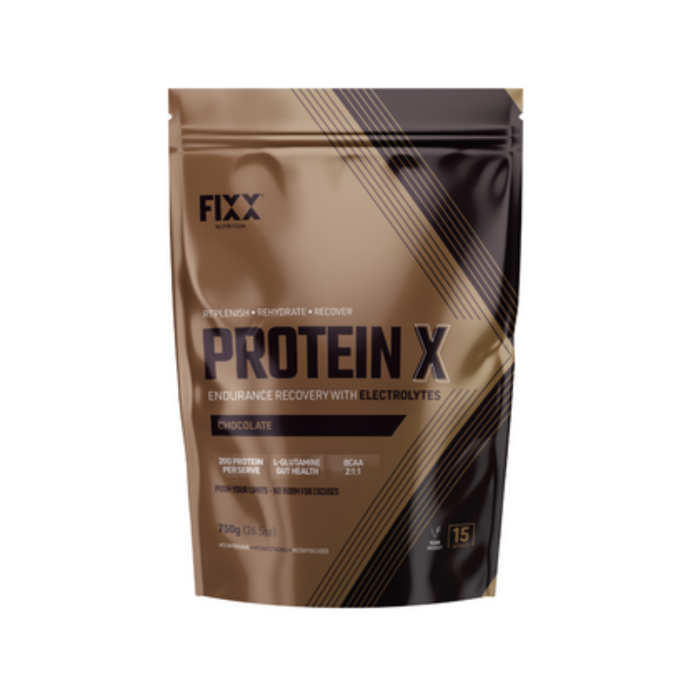 FIXX Protein X Chocolate 750 g plant-based recovery shake bag