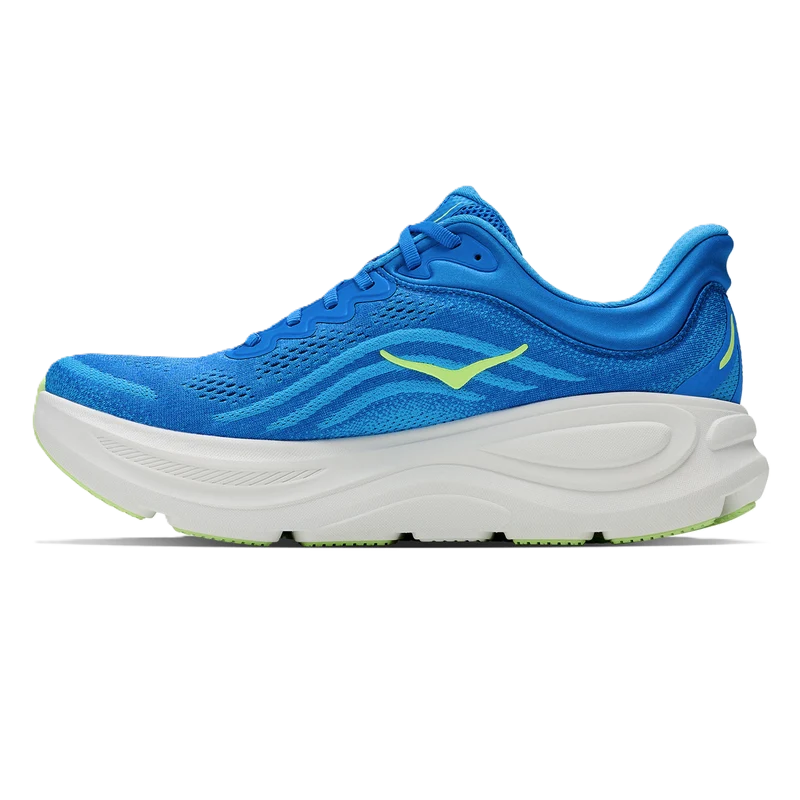 HOKA Bondi 9 men's wide (2e) running shoe in Virtual Blue / Soft Cobalt, inner side view