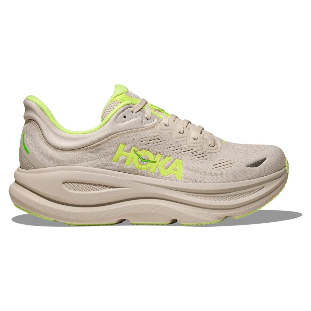 HOKA Bondi 9 men's wide Grout / Neon Yuzu – view 1