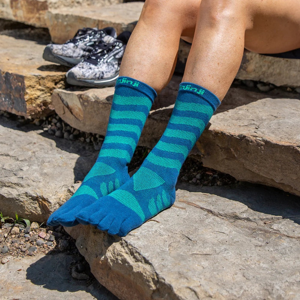 Injinji Women’s Ultra Run Crew Socks – Poseidon – lifestyle view