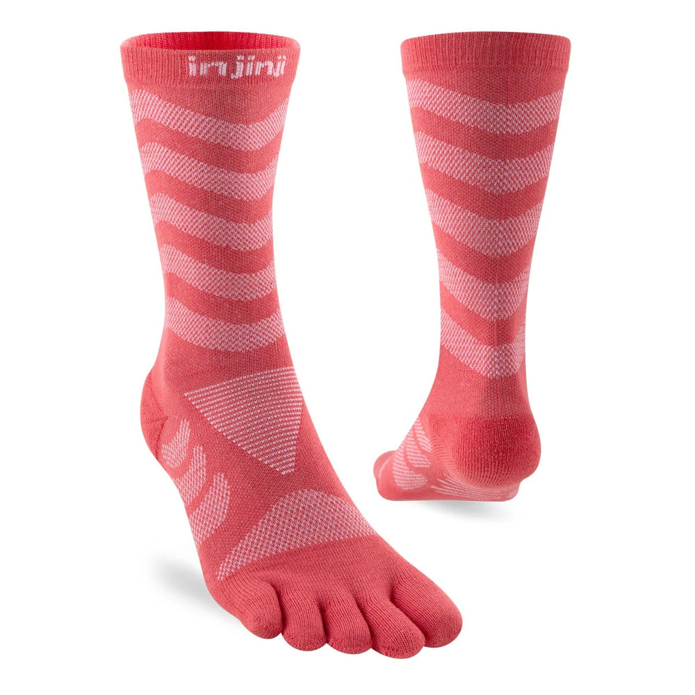 Injinji Women’s Ultra Run Crew Socks – Coral – pair or alternate view