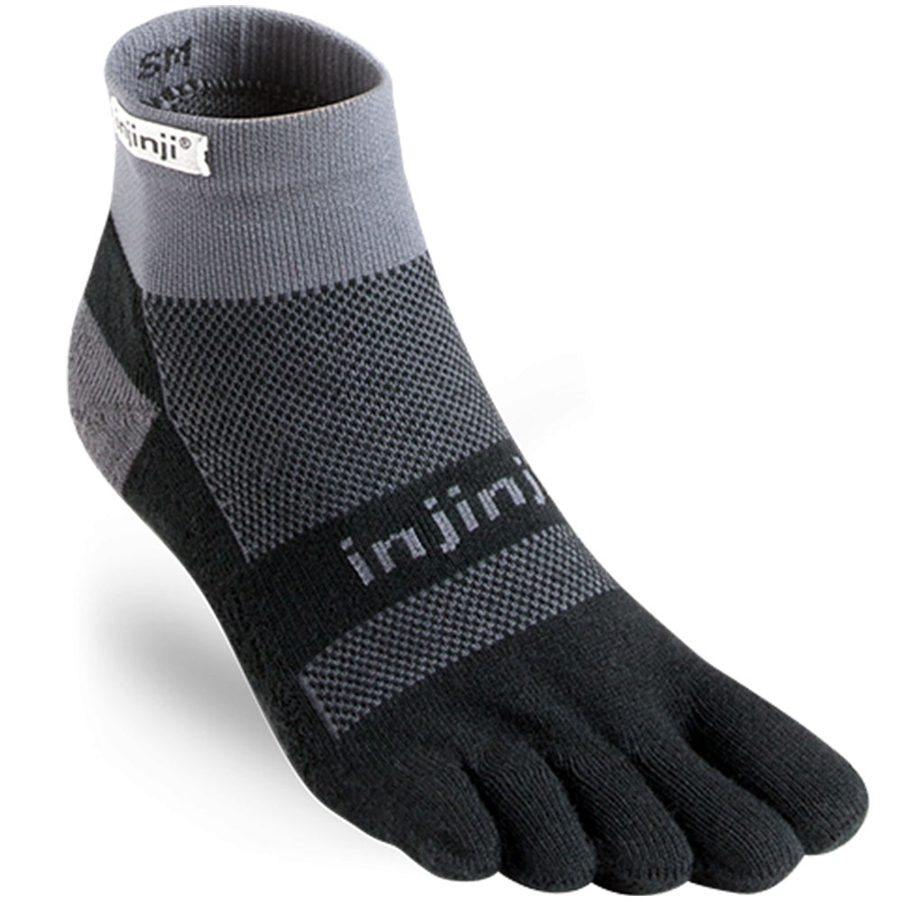 Injinji RUN Midweight Mini-Crew Socks – Black/Grey – product photo