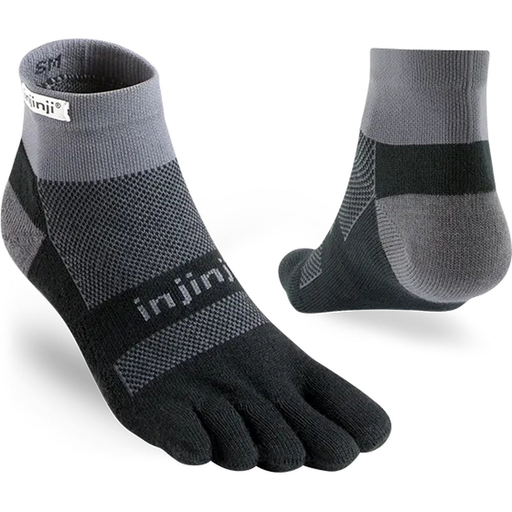 Injinji RUN Midweight Mini-Crew Socks – Black/Grey – pair or alternate view