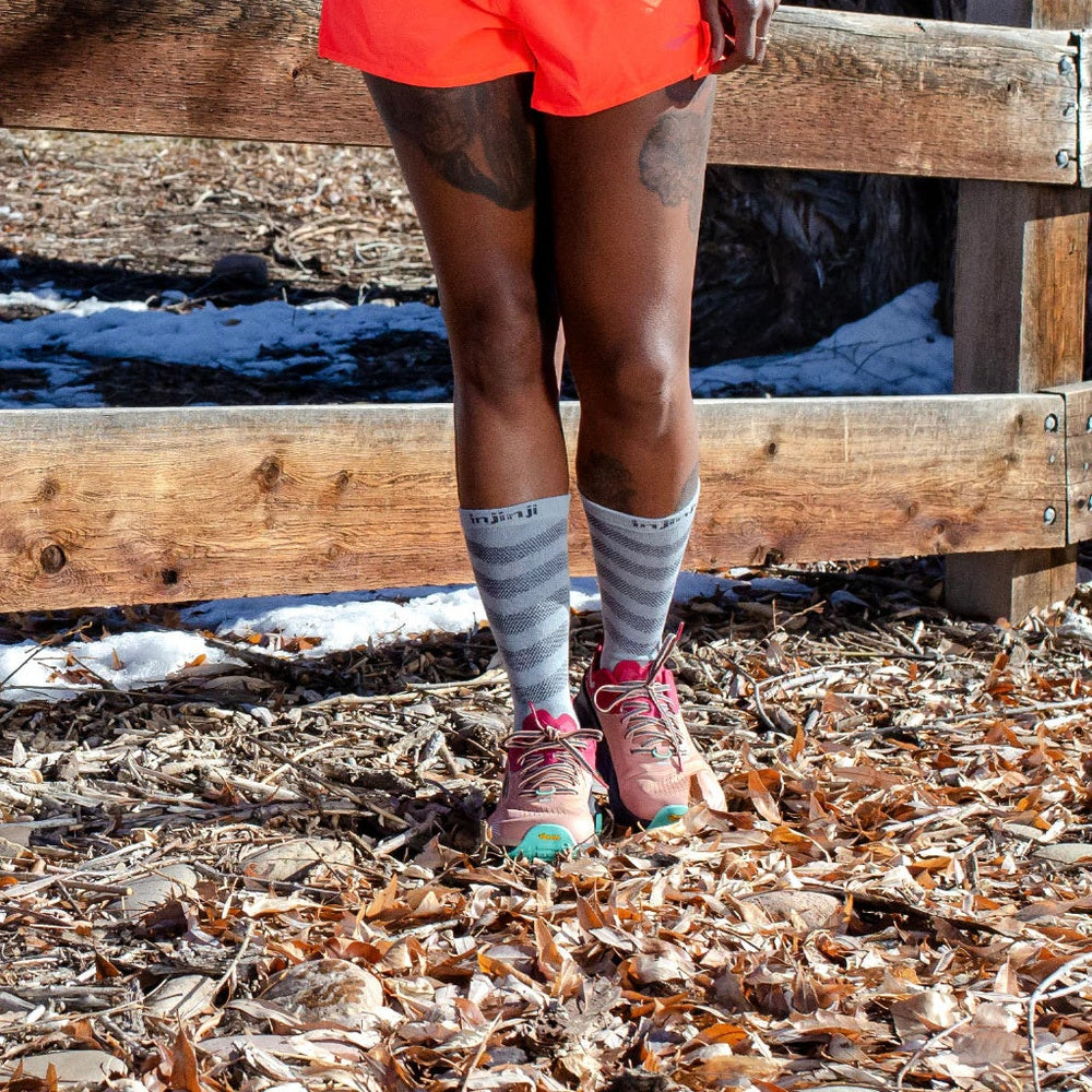Injinji Women’s Ultra Run Crew Socks – Slate – lifestyle view