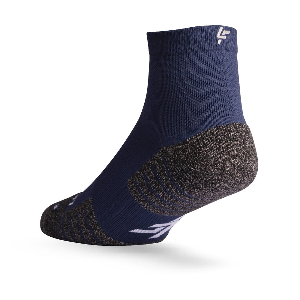 Lightfeet Performance Quarter Socks – Navy – heel detail