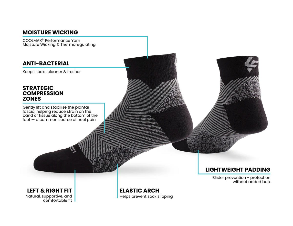 Lightfeet Plantar Fasciitis Quarter Socks – Black – product view 2