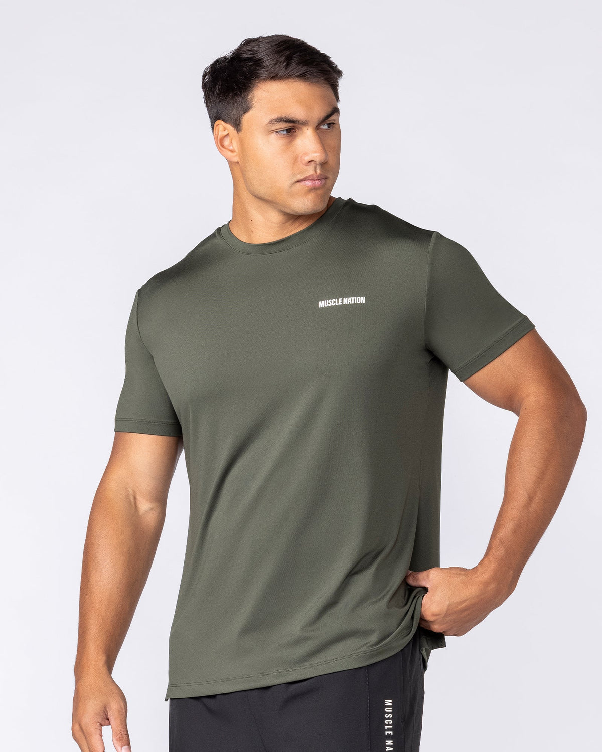 Muscle Nation Climaflex Active training tee – Dark Khaki – product view 3