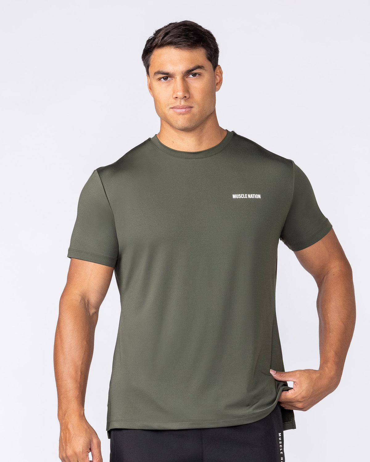 Muscle Nation Climaflex Active training tee – Dark Khaki – product view 2