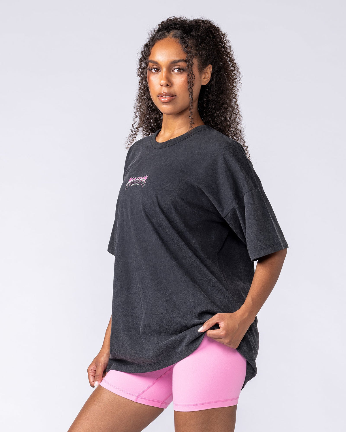 Muscle Nation On Tour oversized tee – Washed Black – product view 3