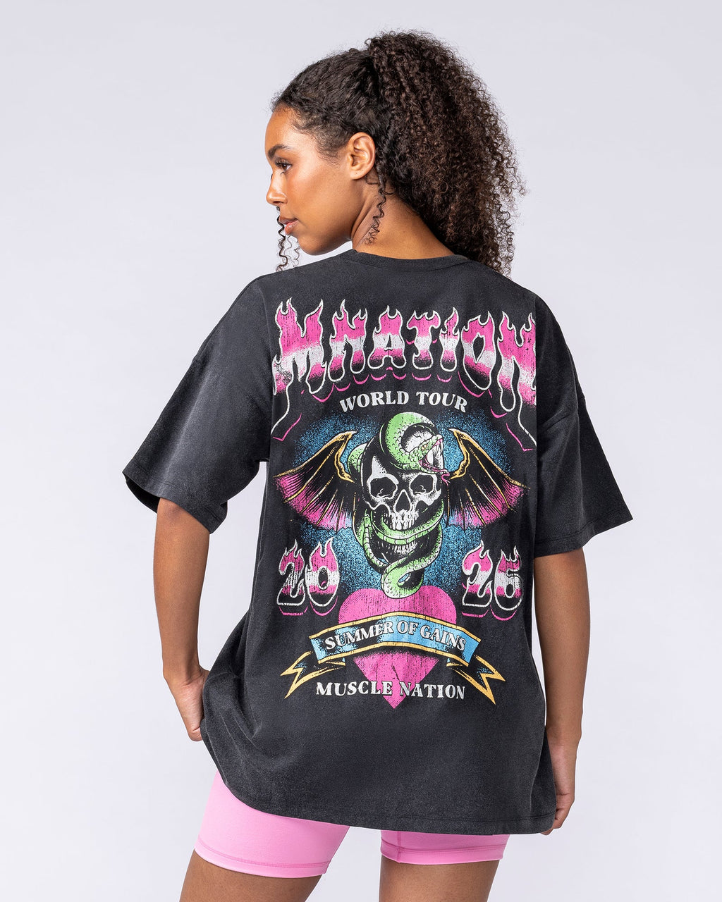 Muscle Nation On Tour oversized tee – Washed Black – product view 4